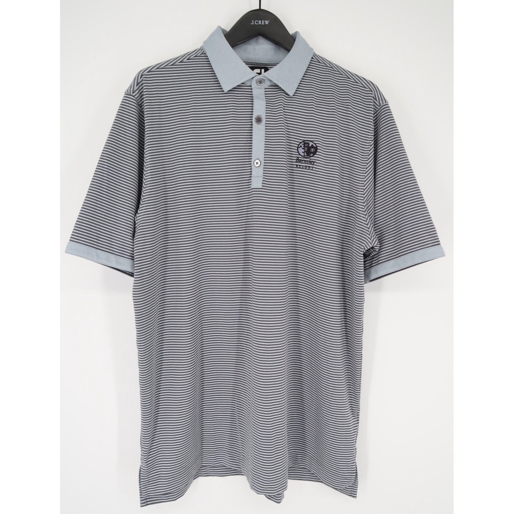 FootJoy Men's Large Gray Striped Golf Performance Barnsley Resort Polo Shirt